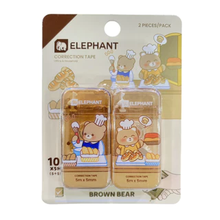 (KTS)เทปลบคำผิด ตราช้าง Correction BROWN BEAR ขนาด 5m. x 5mm. ( บรรจุ 2 อัน / แพ็ค ) คละลาย !!!