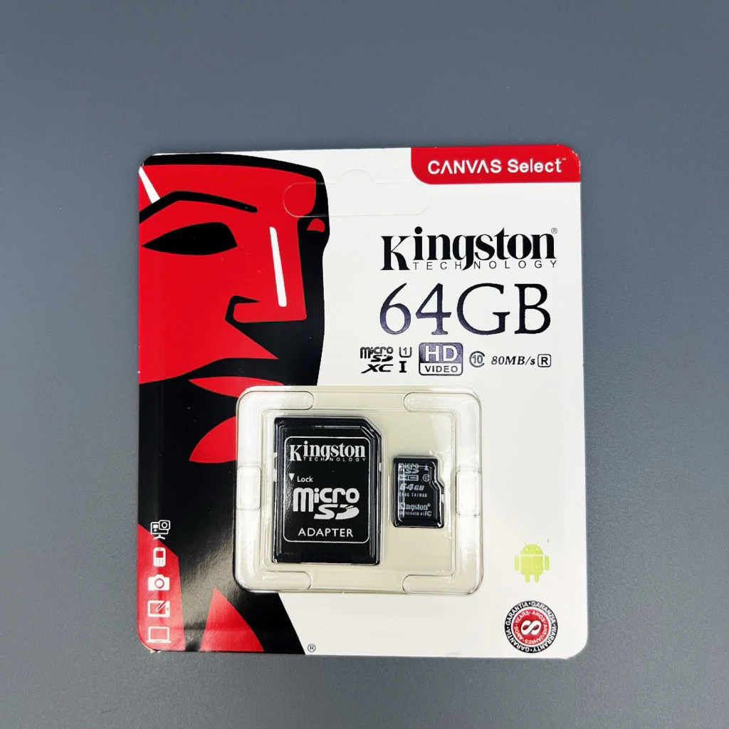 ซื้อหนึ่งแถมหนึ่ง (ของแท้) Kingston เมมโมรี่การ์ด 64GB SDHC/SDXC Class 10 UHS-I Micro SD Card with Adapter