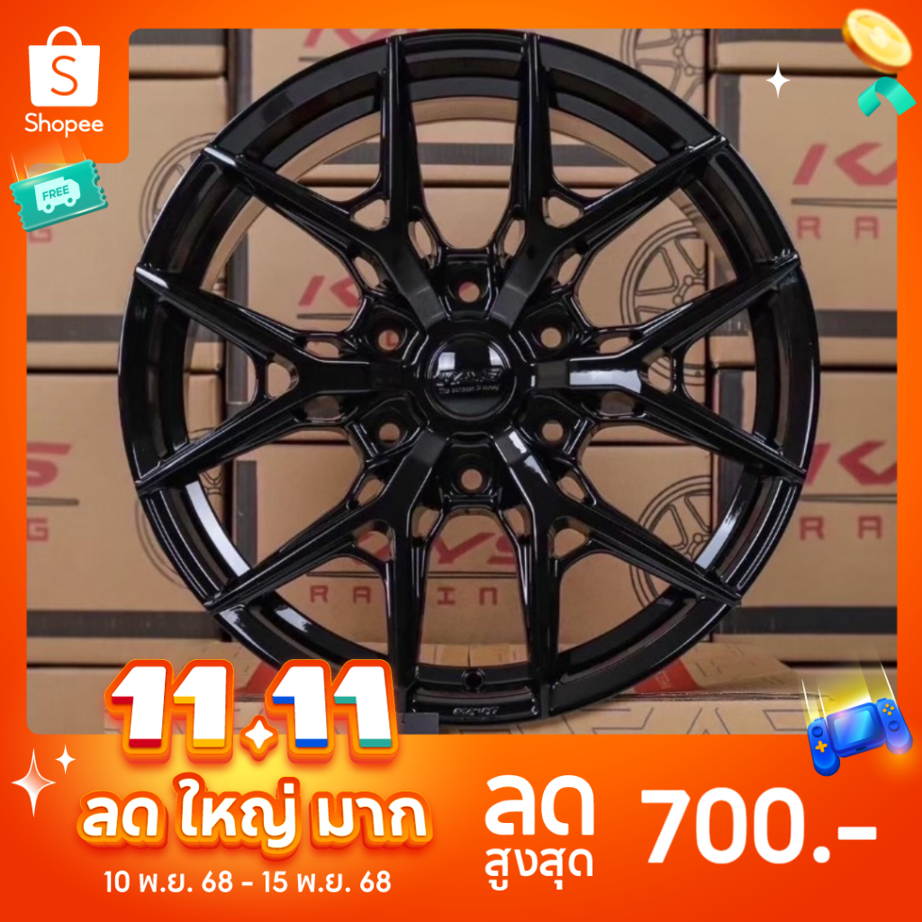 ล้อแม็กซ์ ก้านวาย KAYS R18/6H139.7 ET.18 กว้าง9 นิ้วส่งฟรี  สีดำเงา รับประกันคุณภาพ  (ครบชุด 4วง)