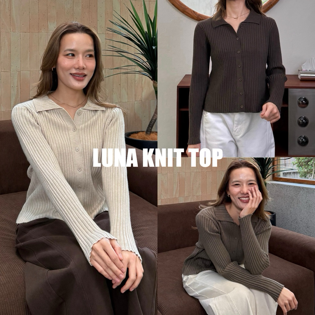 [เก็บโค้ด Trendy ลด25% เหลือ 442.-] Luna knit top เสื้อไหมพรมคอปก งานกระดุมหน้า ผ้าเนื้อนุ่มมาก
