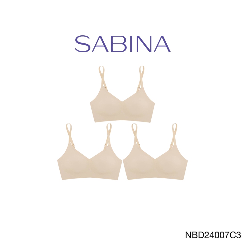 [Online Exclusive] (Set 3 ชิ้น) Sabina Perfect Bra Level 1 เสื้อชั้นใน ไร้ตะเข็บ ไร้โครง รหัส NBD24007C3 - สีเนื้อเข้ม