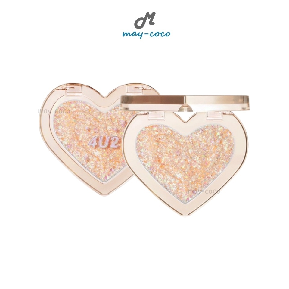 Free Gift บลัชออน 4U2 Heart Blush บลัชหัวใจ บลัชออนติดแกลม ปัดแก้ม ทาแก้ม ชิมเมอร์ กลิตเตอร์ แก้ม