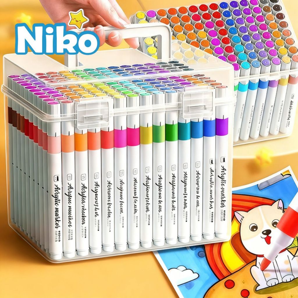 NIKO มาร์คเกอร์อะครีลิก 24สี 60สี 120สี คุมปิดแรง กันน้ำ ระบายสี งานศิลปะ DIY กระดาษดำ ของขวัญศิลปิน