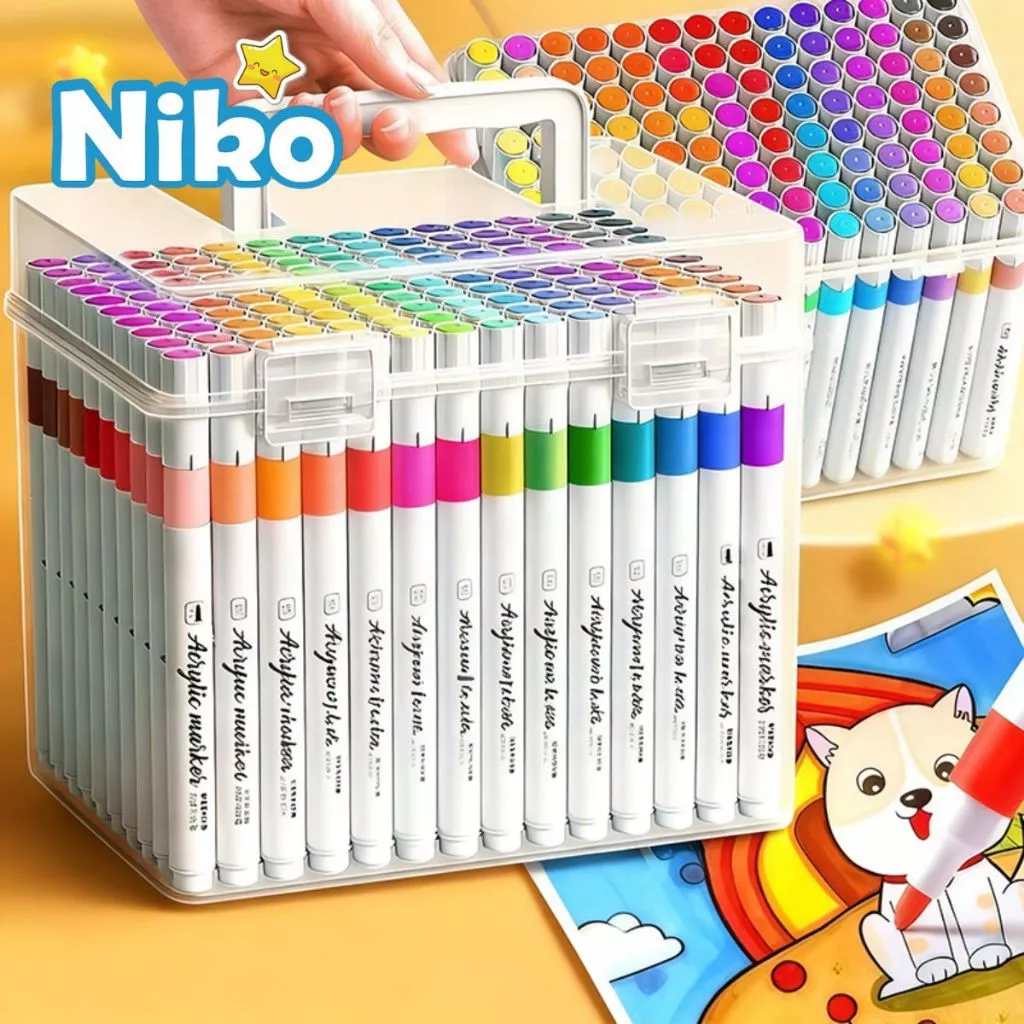 NIKO มาร์คเกอร์อะครีลิก 24สี 60สี 120สี คุมปิดแรง กันน้ำ ระบายสี งานศิลปะ DIY กระดาษดำ ของขวัญศิลปิน