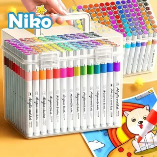 NIKO มาร์คเกอร์อะครีลิก 24สี 60สี 120สี คุมปิดแรง กันน้ำ ระบายสี งานศิลปะ DIY กระดาษดำ ของขวัญศิลปิน
