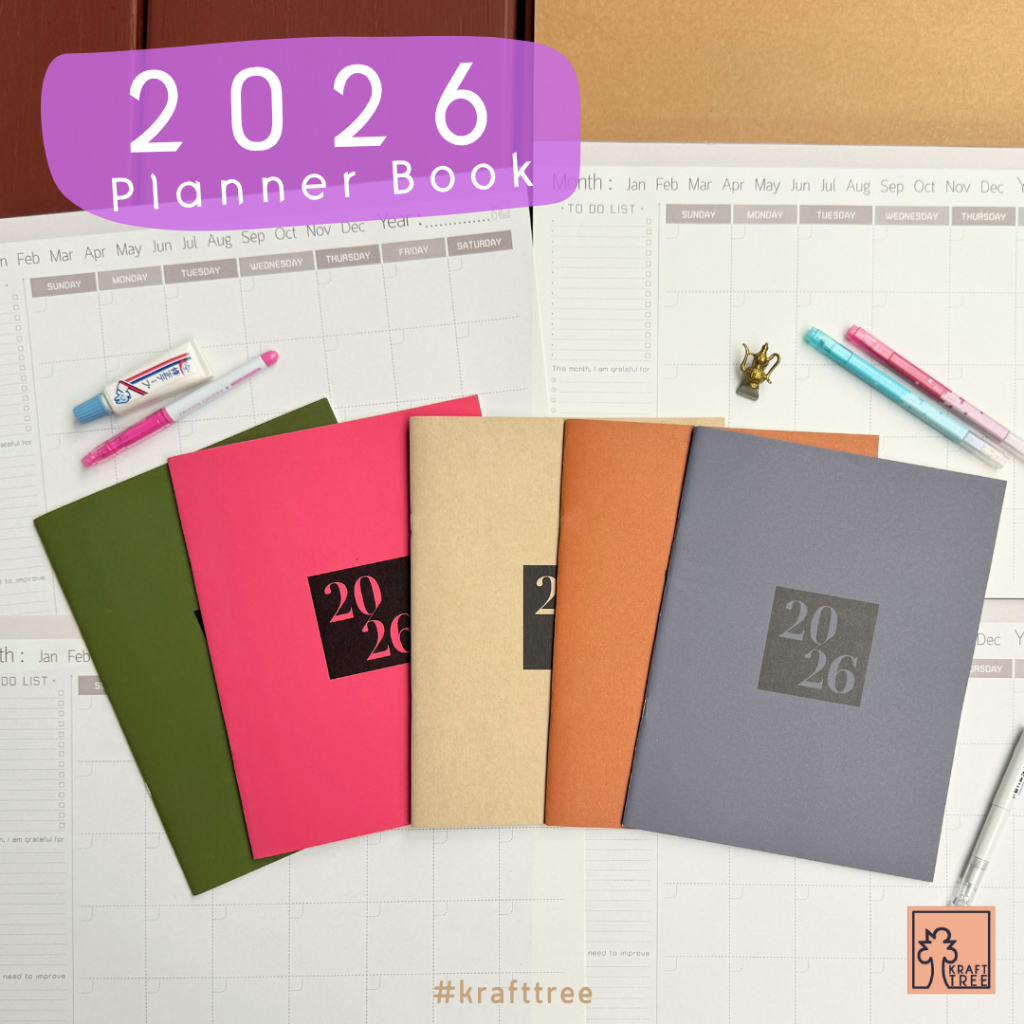 KRAFTTREE Planner 2026 A4 แพลนเนอร์ 2026 monthly planner ไม่ระบุวันหยุด