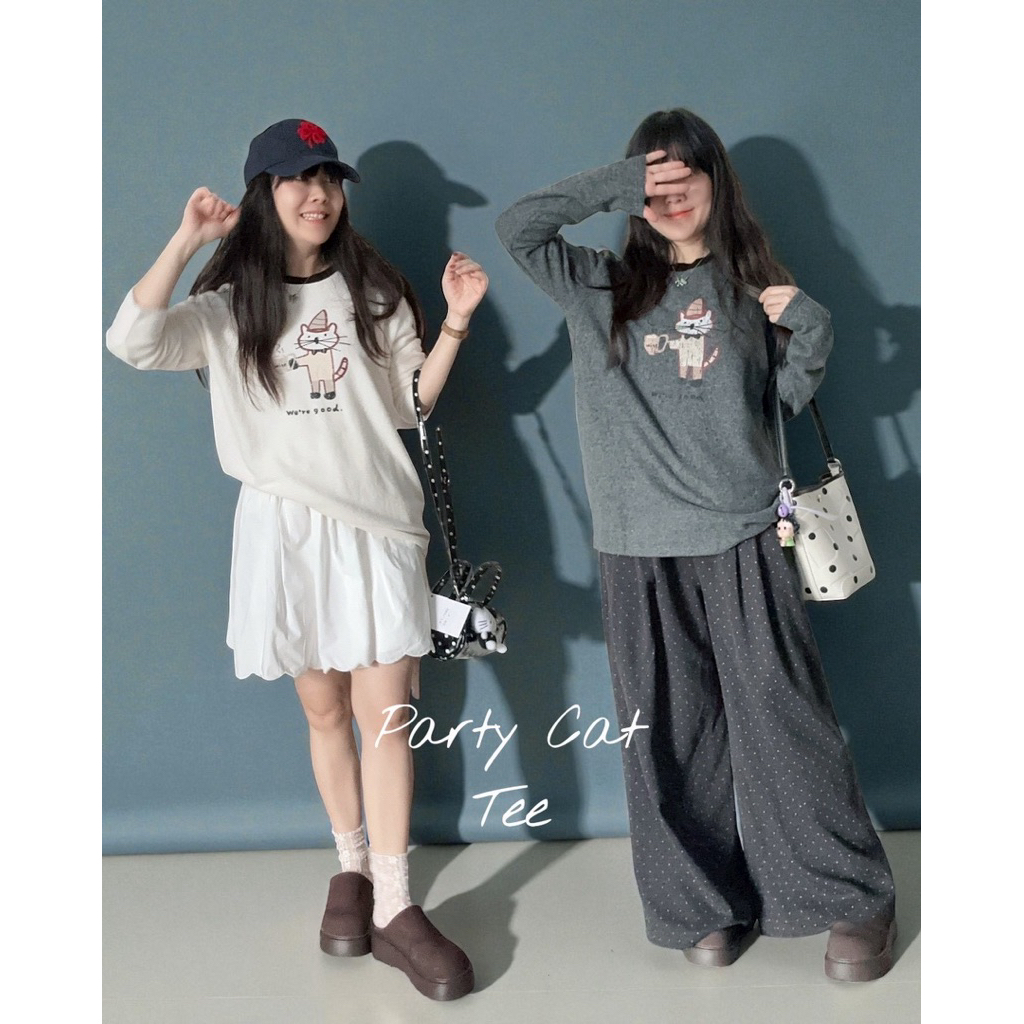 🐱🎉 Party Cat Top เสื้อยืด