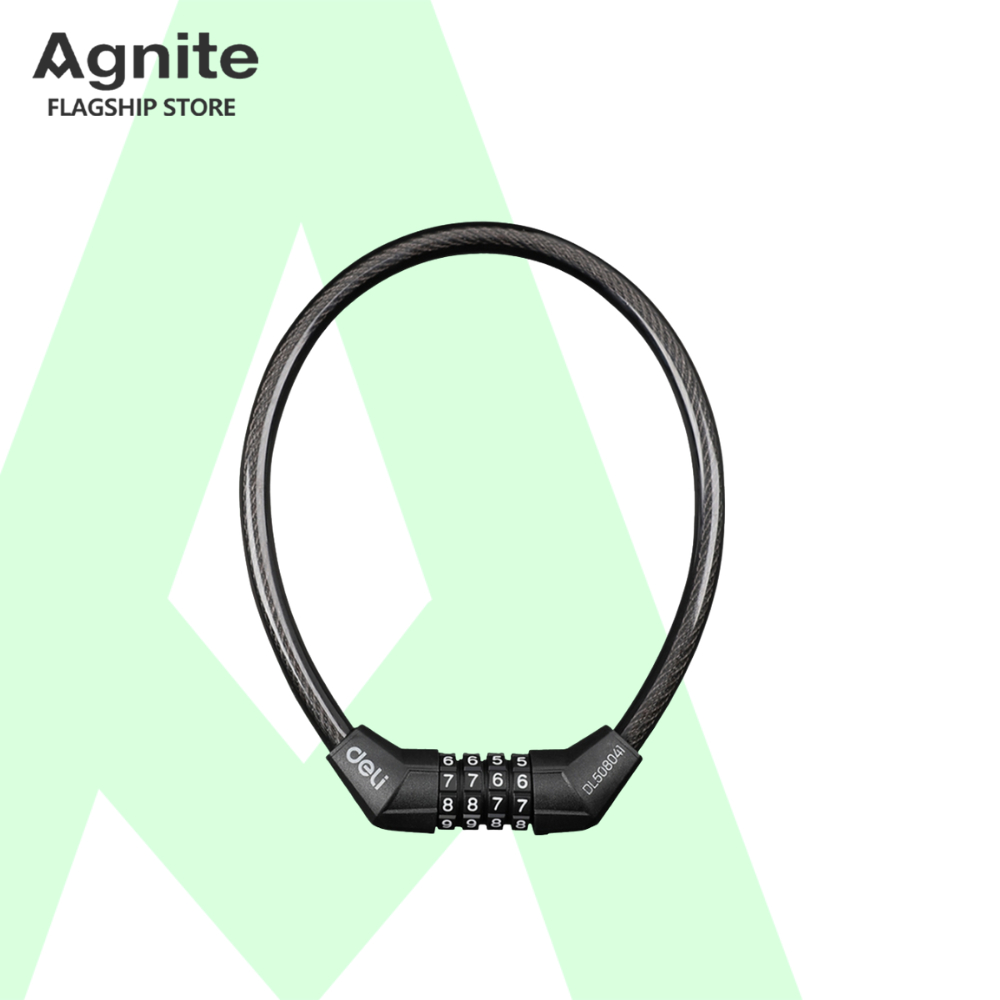 Agnite สายเคเบิ้ลล็อคจักรยาน สายล็อครหัส4ตัว ป้องกันขโมย สายเคลือบ PVC แบบพกพา น้ำหนักเบา แข็งแรง Cable lock