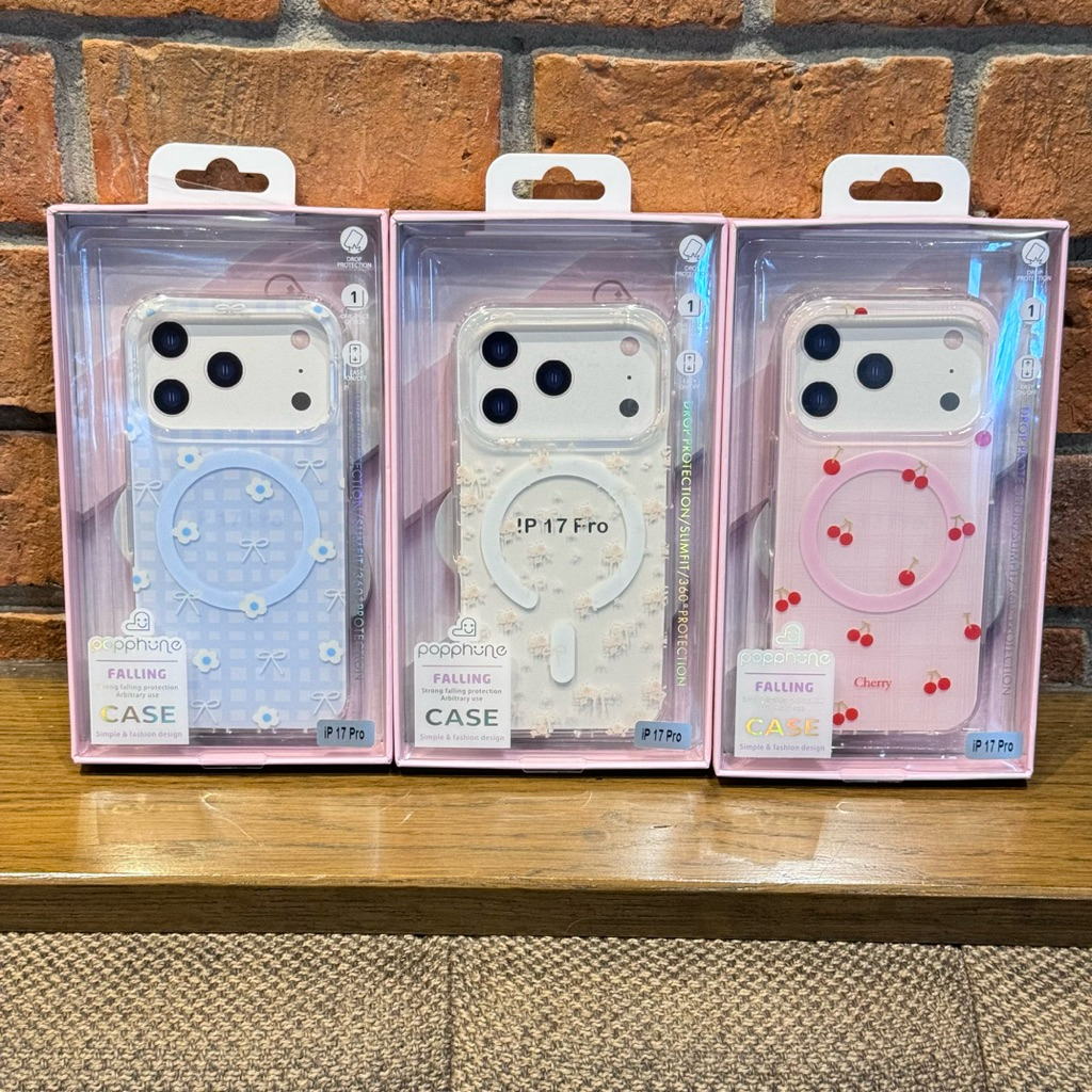 เคสPopphone (โอโฟน17pro)แม่เหล็กชาร์จ ลายเชอรี่ ลายโบว์ ลายใหม่น่ารัก สินค้ามาใหม่พร้อมส่ง