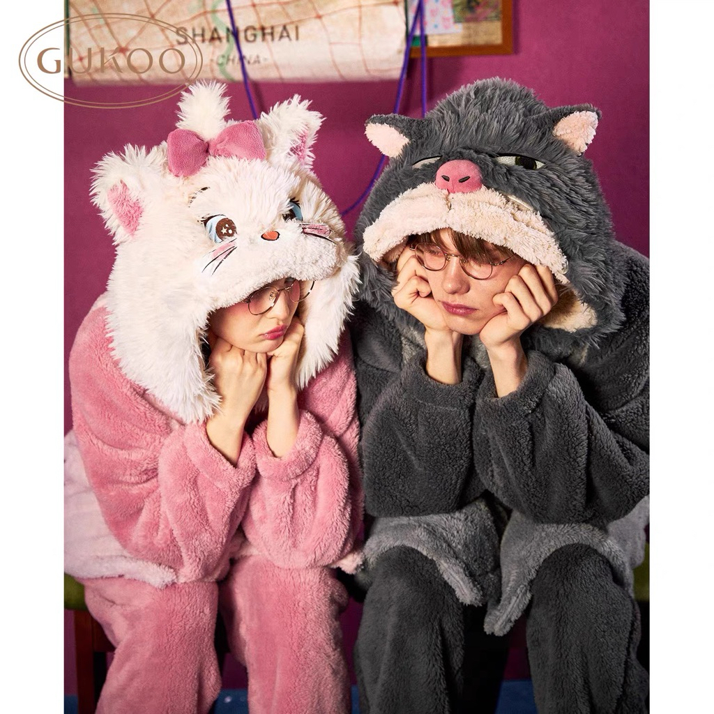(Pre-order) GUKOO × Disney Marie Cat & Lucifer Couple Pajama Set ชุดนอนกันหนาวคู่รัก ดิสนีย์ลิขสิทธิ