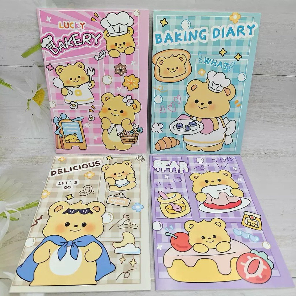 ชุดสมุดเขียนแบบมีเส้นลายการ์ตูนซาริโอและลายแคร์แบแบบคละลาย4เล่ม