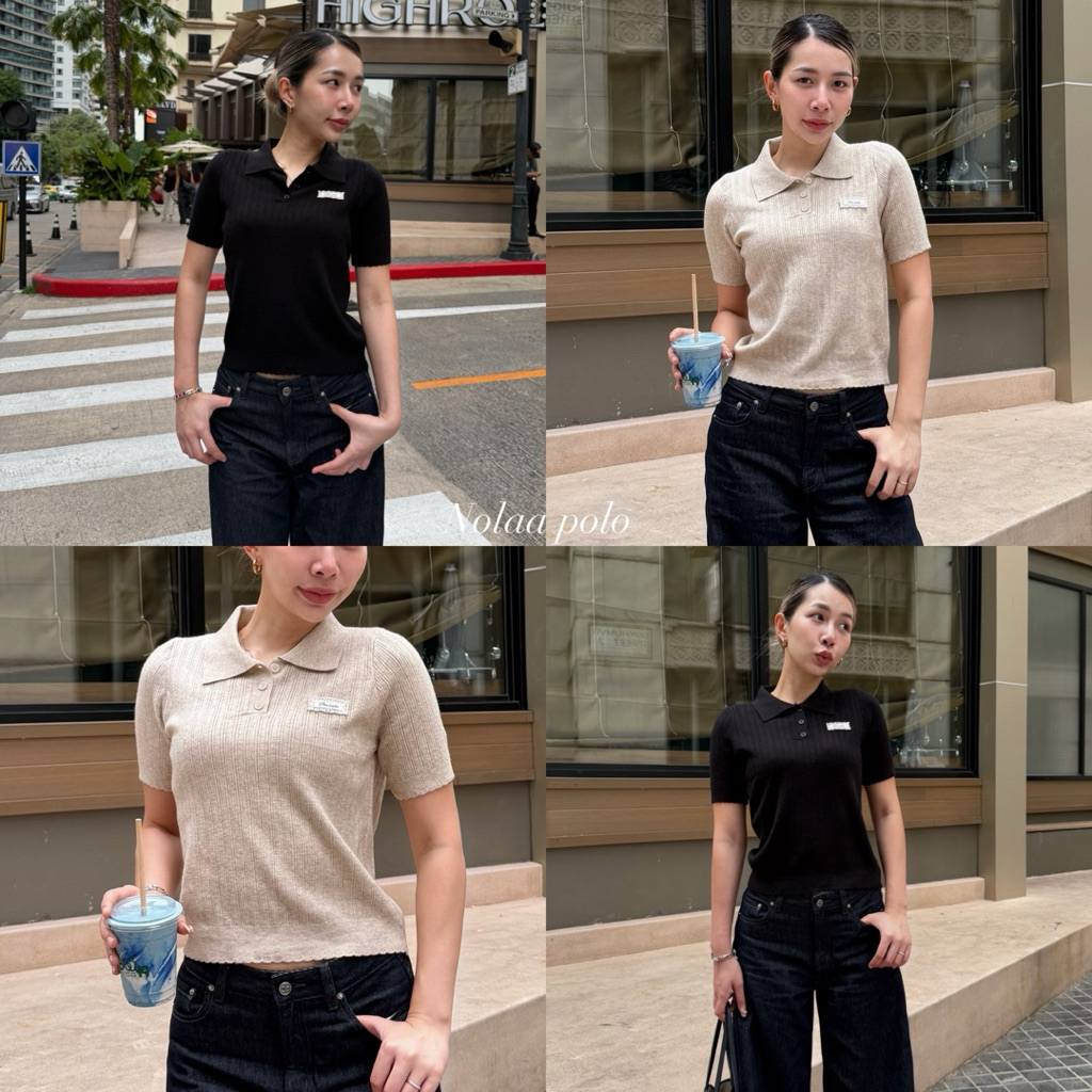 Nolaa polo เสื้อไหมพรม โปโลแขนสั้น