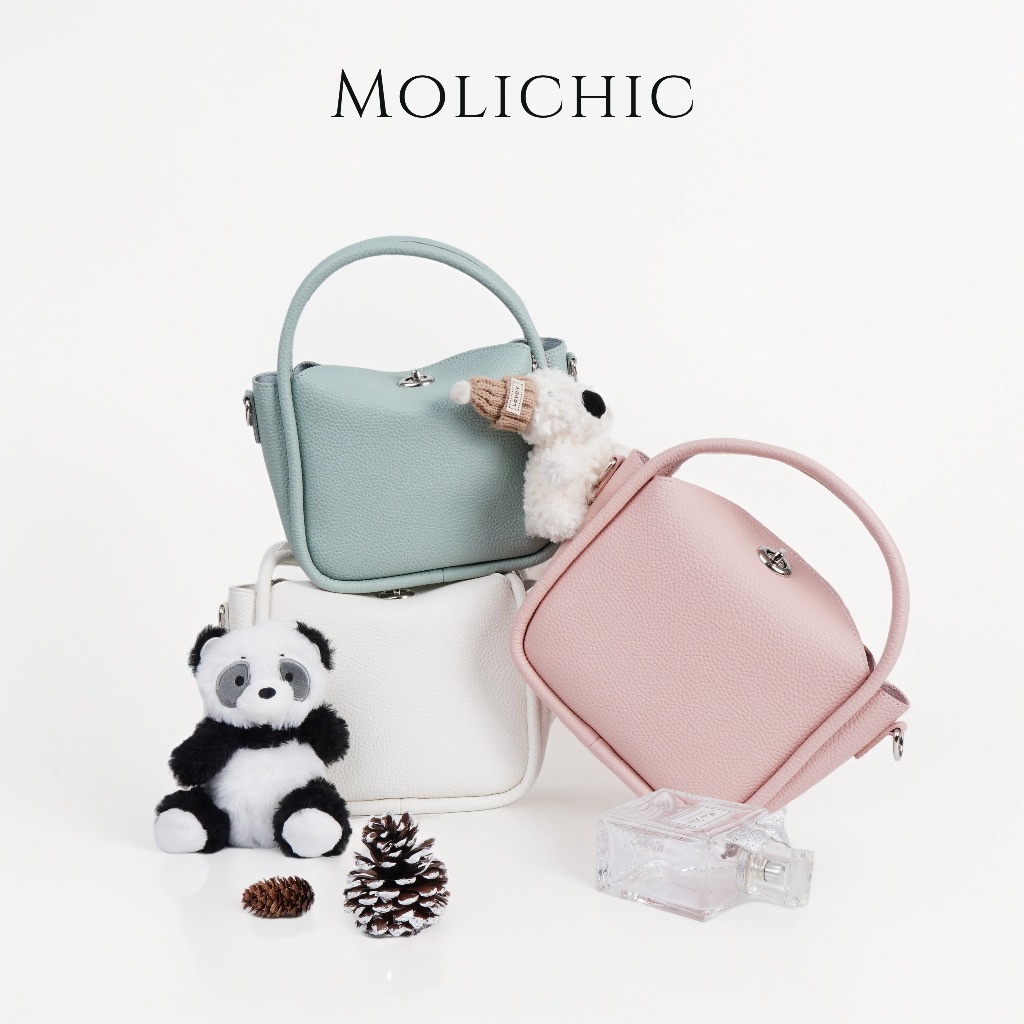 MOLICHIC กระเป๋าแฟชั่นผู้หญิง กระเป๋าทรงถัง ถือได้สะพายได้ หนังนิ่ม