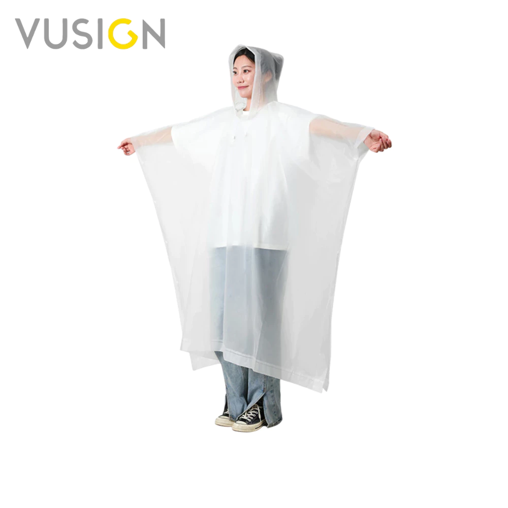 Vusign เสื้อกันฝนผู้ใหญ่ เสื้อกันฝนเดินป่า ชุดกันฝน ไม่ฉีกขาดง่าย ใช้งานได้หลายครั้ง Raincoat