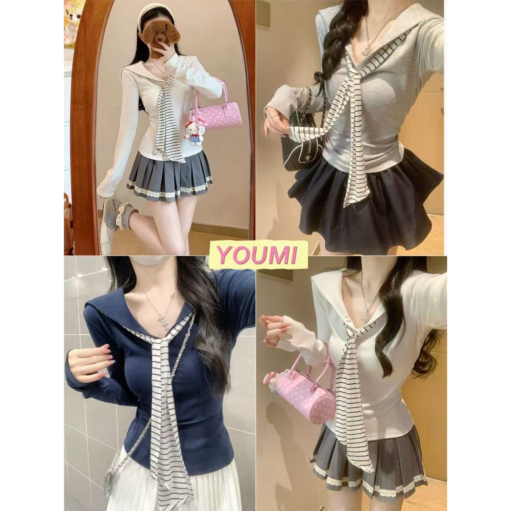 ส่งจากไทยทุกวัน เสื้อยืดแขนยาวผู้หญิง สีพื้น น่ารักๆ สไตล์เกาหลี ผ้ายืด นุ่ม มีสีให้เลือกมากมาย