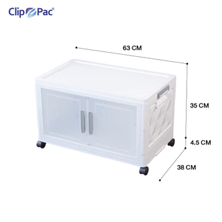 ตู้เก็บของ 1-5 ชั้น ใบใหญ่ ตู้เก็บของพับได้ แบรนด์ Clip Pac กล่องเก็บของพับได้ มีล้อ ฝาเปิด-ปิดแบบแม่เหล็ก