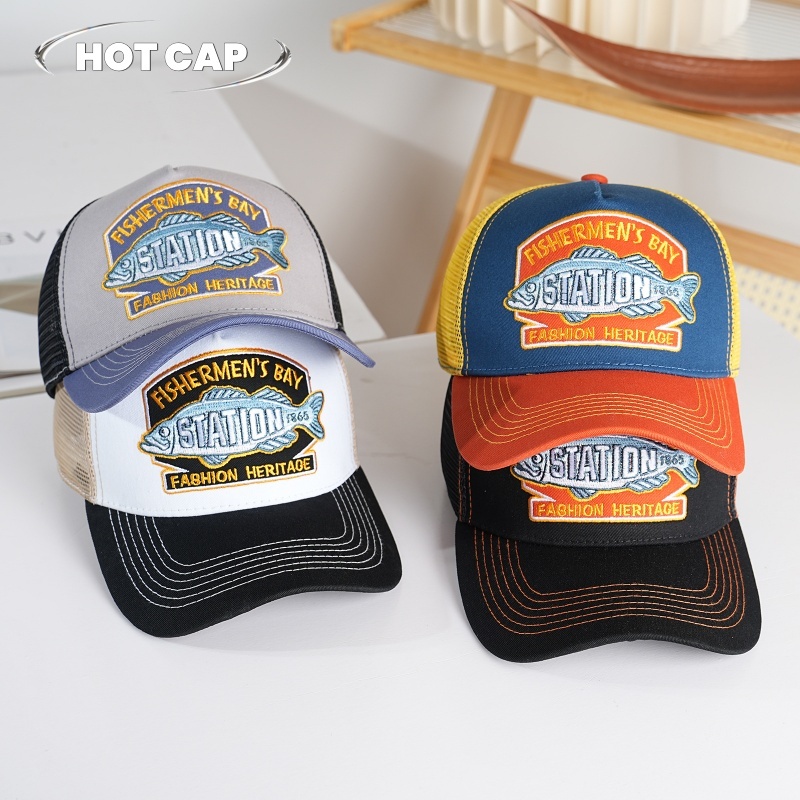 Hotcap จัดส่ง 💕หมวกเบสบอลปักลายตัวอักษรใหม่ปี 2025 หมวกตาข่ายระบายอากาศกันแดดแบบลำลองสำหรับผู้ชายกลางแจ้ง