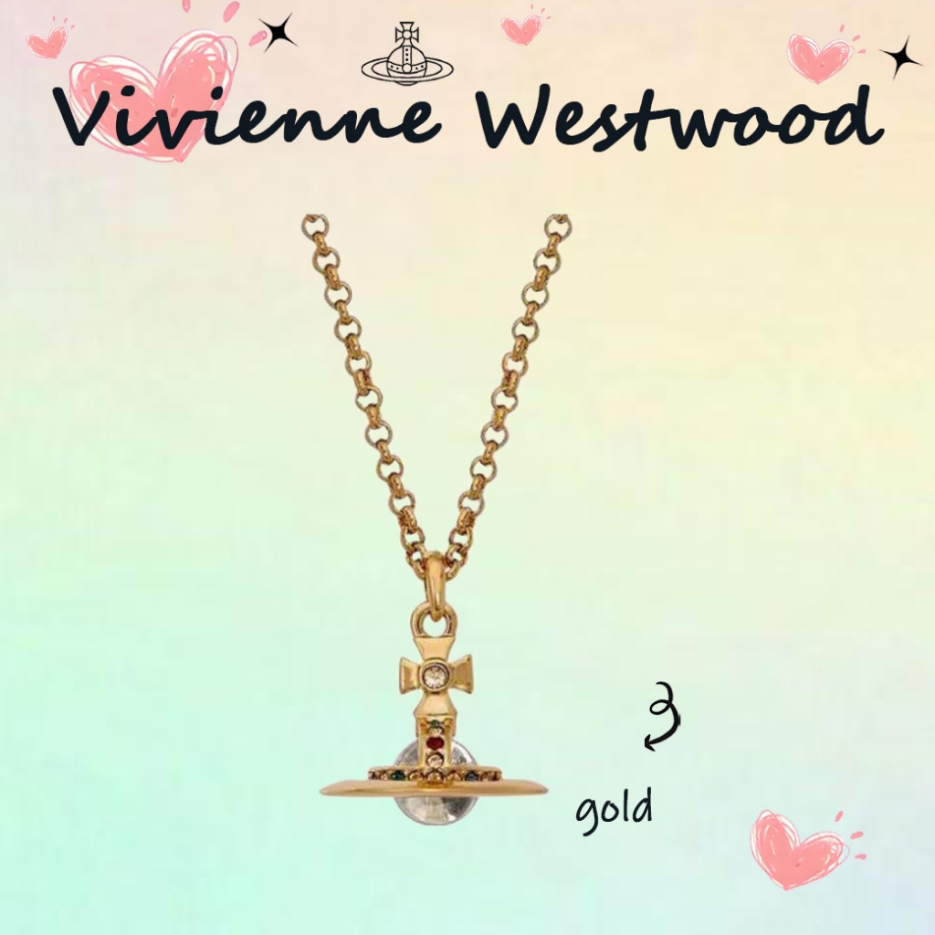 Vivienne Westwood New Petite Orb สร้อยคอ ดาวเสาร์สามมิติใสสะท้อนแสง