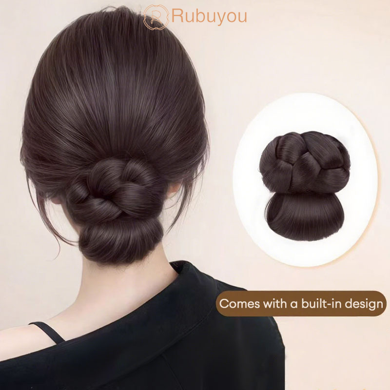 Rubuyou 2025ใหม่วิกผมซาลาเปาถักและแฮร์พีชหางม้าต่ำ เกาหลี แฟชั่น กิ๊บต่อผม น้ำหนักเบาใส่ง่าย สำหรับผู้หญิง-COD💖