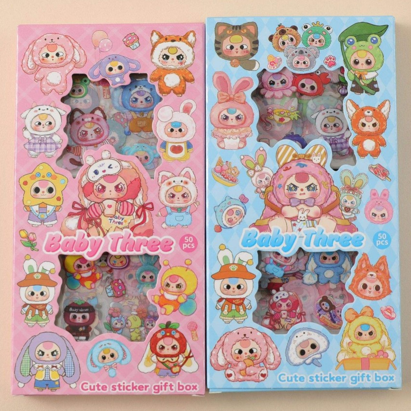 🔥แพ็ค 12 กล่องสติกเกอร์ 50pcs #901🔥สติ๊กเกอร์pvc ลายการ์ตูนน่ารักสติกเกอร์ ติดสมุดโน๊ต ตกแต่ง มือถือ เทบเลต กระเป๋า DIY