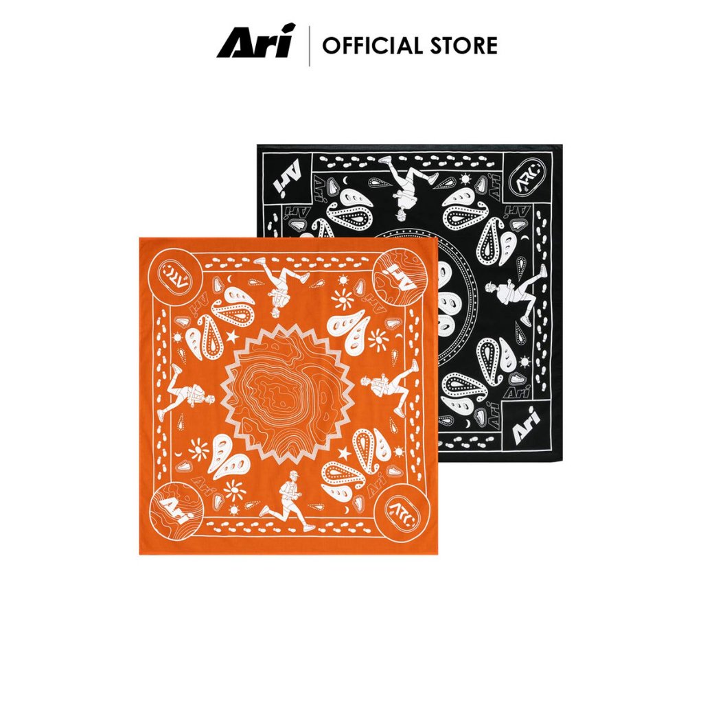 ARI ADEPT RUNNA RUNNING BANDANA - BLACK/ORANGE (AHW1668- 01) ผ้าโพกศีรษะอเนกประสงค์ สีดำส้ม
