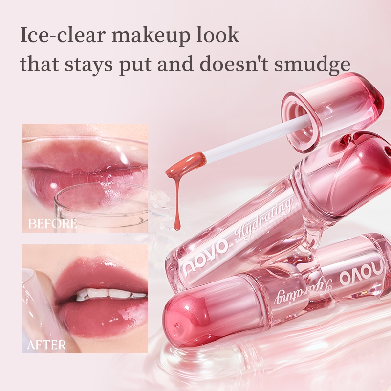 9048 (ใหม่/แท้) NOVO Gloss Tint ลิปกลอส สีนู้ด ธรรมชาติ เคลือบริมฝีปากสไตล์เกาหลี กันน้ำ - รูปที่ 3