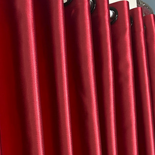 P-Plus Curtain ม่านสีแดงด้าน ลายริ้ว ม่านตาไก่ กันแสง 90% แด…