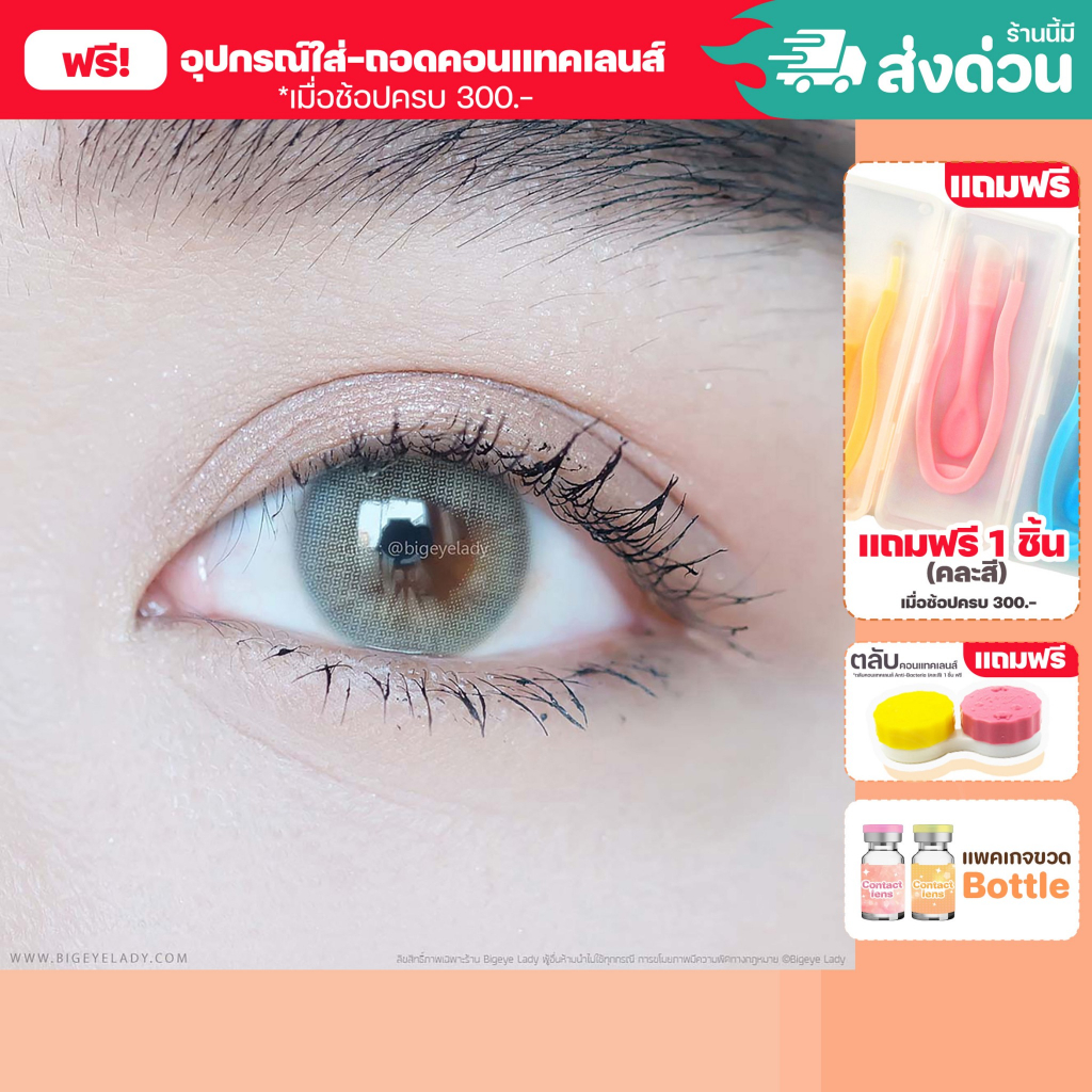 💥[ แถมตลับ Food grade ] Ava (Gray) ค่าสายตา 0.00-10.00 คอนแทคเลนส์