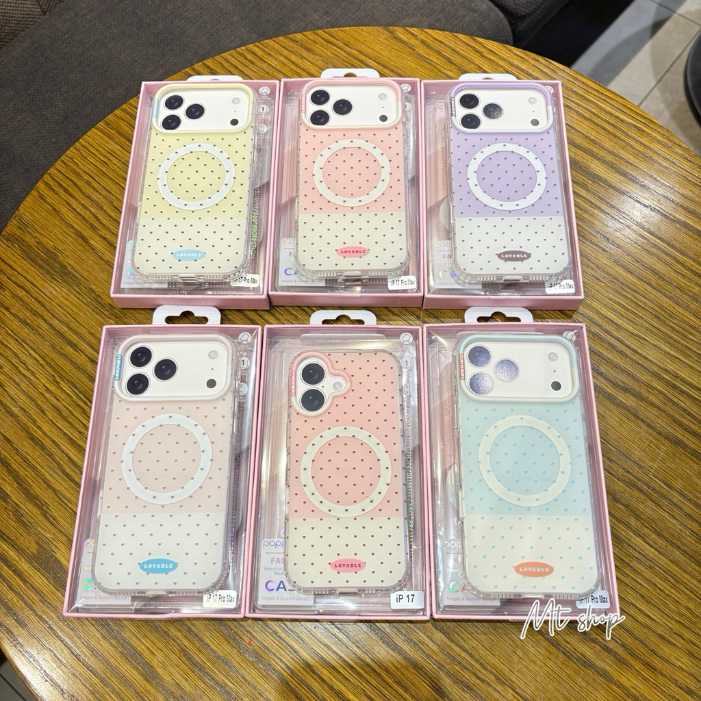 🎉Popphone Case Polka Dot สําหรับ iP 17 17pro 17promax 16promax เคสลายหัวใจมีแม่เหล็กชาร์จ