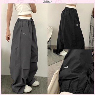 กางเกงลำลอง กางเกงขายาวผู้หญิง ทรงหลวมๆ พรางหุ่น เอวสม๊อค เอ…