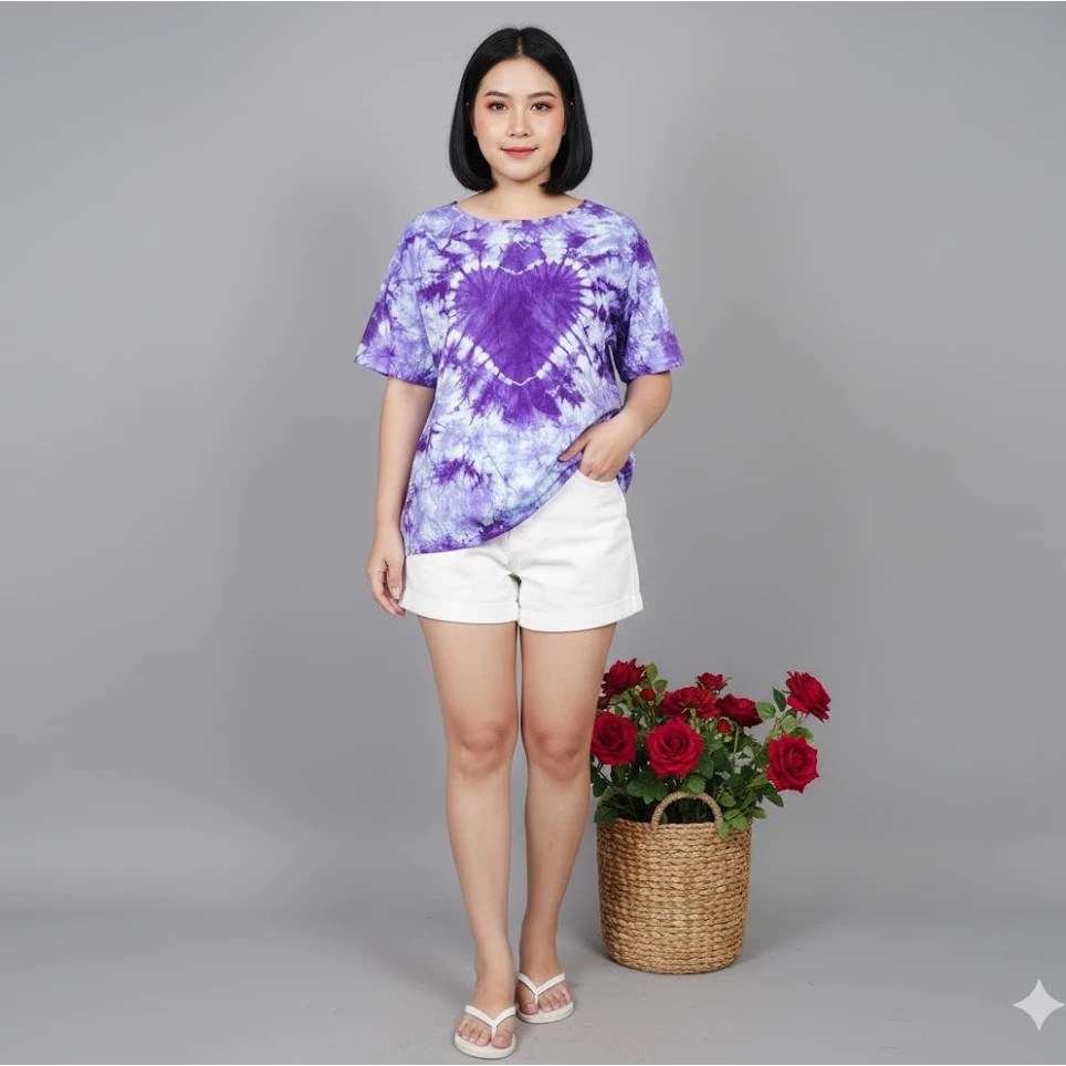 เสื้อเดี่ยวแขนสั้นมัดย้อม  ไซส์รอบอก 46-48 นิ้ว thumbnail 6