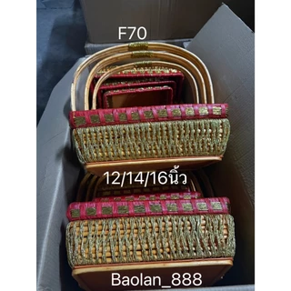 (พร้อมส่ง) F70 กระเช้างานแฮนด์เมดจากไม้อย่างดี สีแดง+ดิ้นทอง กระเช้าปีใหม่