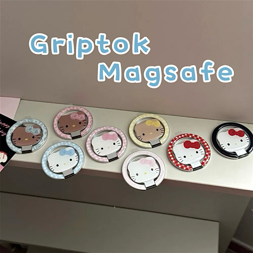 (พร้อมส่ง)Griptok stand Magsafe kittyกระจก sanrio กริ้บต็อกมีกระจก ที่วางโทรศัพท์ การ์ตูน