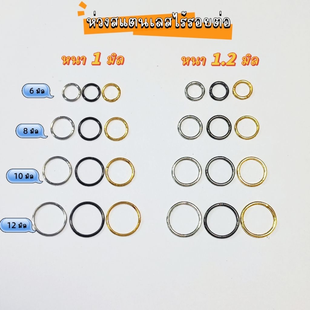 (1ข้าง)ต่างหูห่วงสแตนเลสงานไร้รอยต่อ (1.2/1มิล)