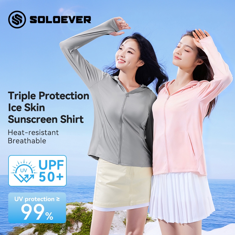 【TH การส่งสินค้า】SOLOEVERเสื้อแจ็คเก็ตป้องกันรังสียูวีสำหรับผู้หญิง UPF50+  ระบายอากาศได้ดี น้ำหนักเบา สำหรับเล่นกีฬาและ