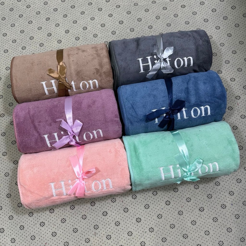ผ้าเช็ดตัว Hilton เนื้อผ้าหน้าดี ขนาด 70*140.cm ชุด 6ผืน คละสี