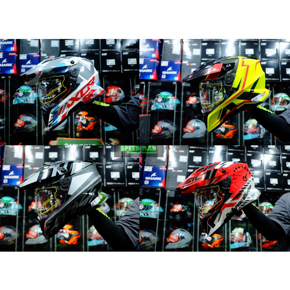 หมวกกันน็อค AXOR X‑Cross รุ่น DUO มีแว่นกันแดดด้านใน