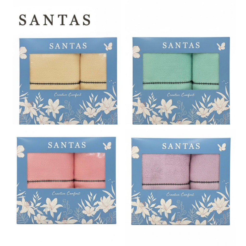 SANTAS Gift Set ผ้าขนหนูเช็ดตัวและเช็ดผม รุ่น Microcotton Drifast Wander 30X60+16X32 นิ้ว