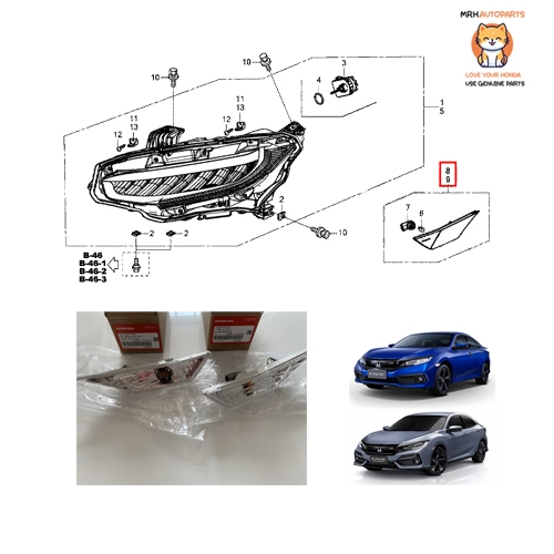 ไฟมุมแก้มพร้อมขั้วหลอดครบชุดแท้ศูนย์ CIVIC FC FK ราคาต่อชิ้น