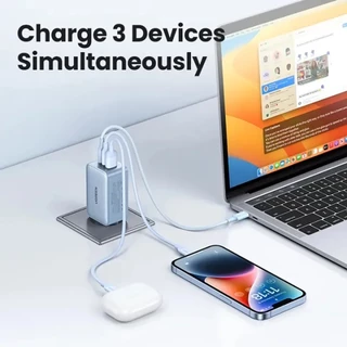 UGREEN 65W 3-Port GaN Charger - ออกแบบพับได้กะทัดรัด ชาร์จเร็วสำหรับแลปท็อป โทรศัพท์ แท็บเล็ต