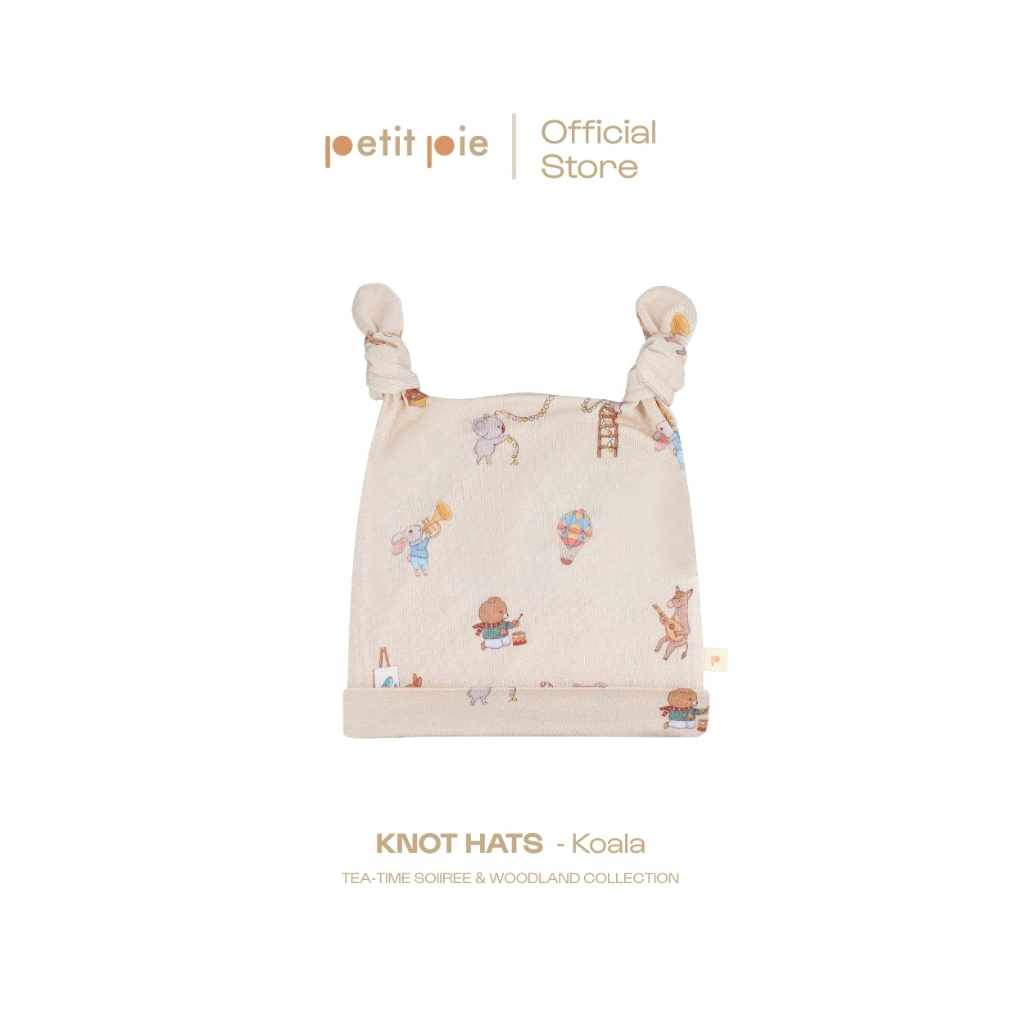 Petit Pie Knot Hat - Koala  หมวกเด็กแรกเกิด ผ้าใยไผ่ธรรมชาติ สีเบจ ลายการ์ตูนน่ารัก นุ่มสบาย ปลอดภัย OKEO-TEX