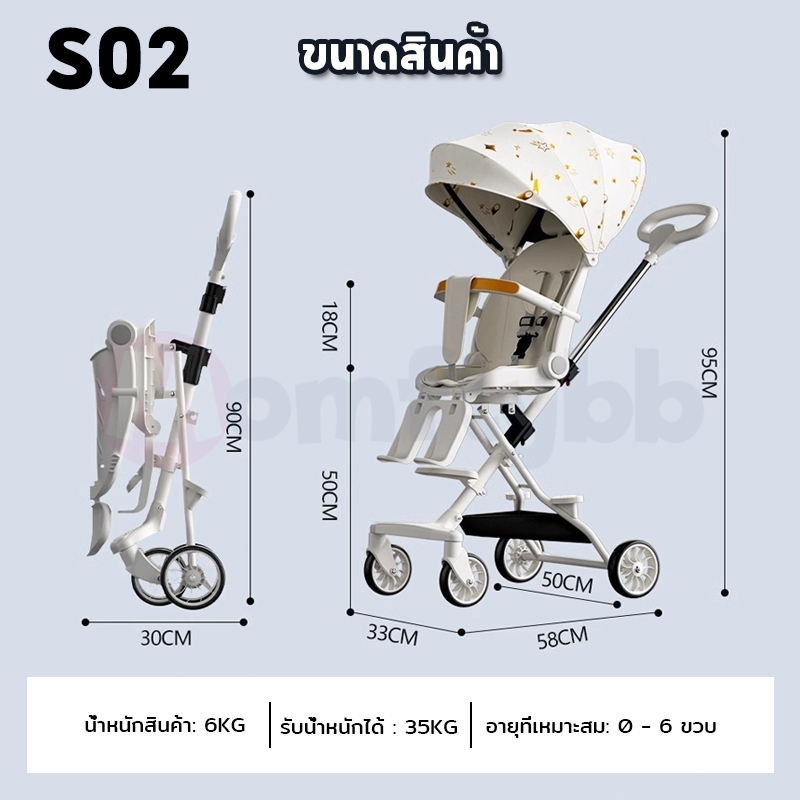 FLYBB รถเข็นเด็กหมุนได้ 360 องศา พกพาสะดวก น้ำหนักเบา รถเข็นเด็กสองทาง - รูปที่ 3