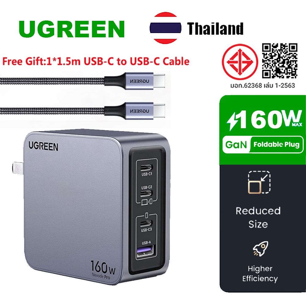 UGREEN Nexode Pro 160W GaN USB C Laptop Charger, 4-Port PD 3.1