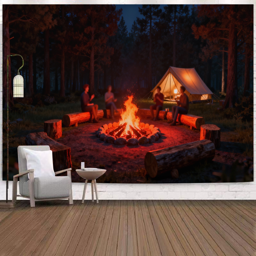 [จัดส่งจากกรุงเทพฯ] ผ้าพื้นหลังเอฟเฟกต์จำลองการตั้งแคมป์ 3 มิติ ผ้าตกแต่งการเดินทาง ผ้าตกแต่งผนังห้องนั่งเล่น - รูปที่ 6