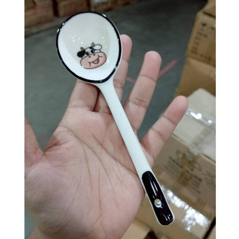 ช้อนน่ารัก ช้อนเซรามิค ลายวัวน่ารัก ช้อนชา ช้อนกาแฟ ช้อนขนม ช้อนข้าว ช้อนแกง