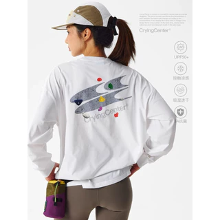CryingCenter เสื้อยืดคอกลมแขนยาวสำหรับออกกำลังกาย Rock Climbing Long-Sleeve T-Shirt (UPF 50+)