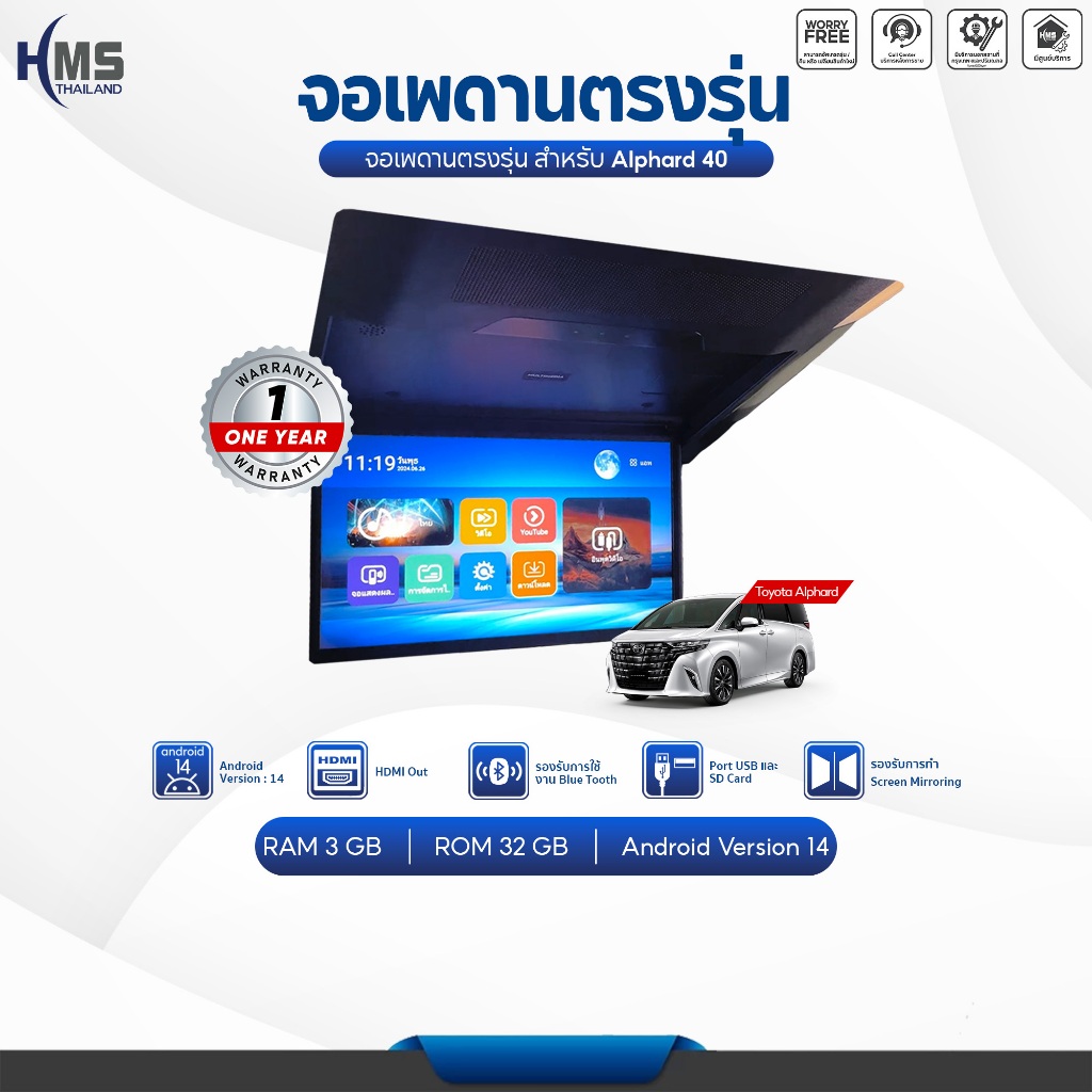 จอเพดานรถยนต์ตรงรุ่น Toyota Alphard40