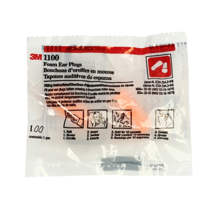 3M 1100 โฟมอุดหูลดเสียง (ยกกล่อง 200 คู่ ) EAR PLUG ค่าการลดเสียง (NRR) 29 เดซิเบล ANSI S3. 19-1974 ราคา ถูกที่สุด ดีลบีเคเค แกลเลอรีภาพที่ 2