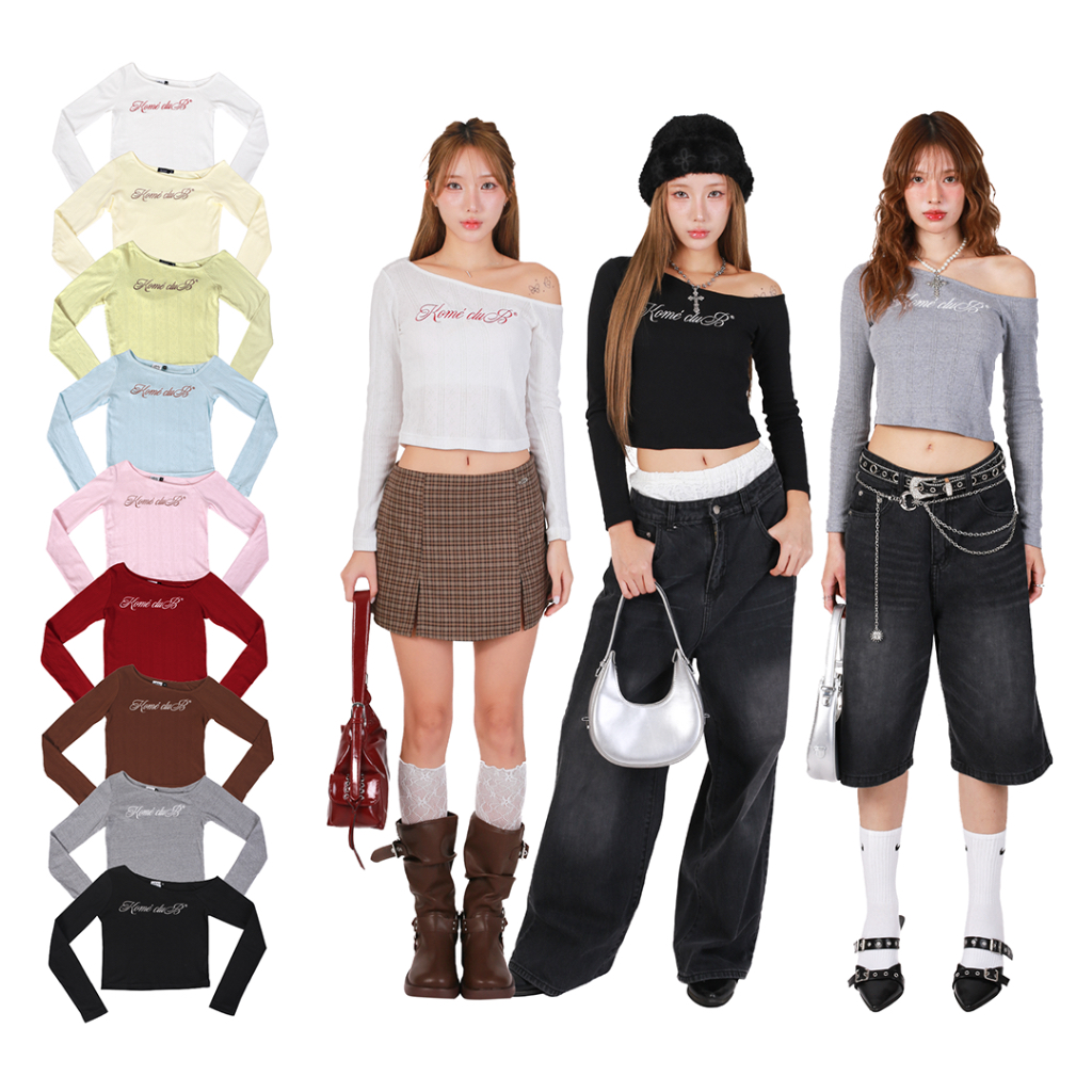 kome.offi (S-4XL) เสื้อไหล่ตก รุ่น windy top