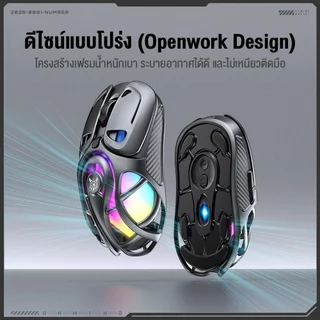 Onikuma DM02 Tri-Mode RGB Gaming Mouse เมาส์เกมมิ่ง โครงสร้าง Honeycomb น้ำหนักเบา
